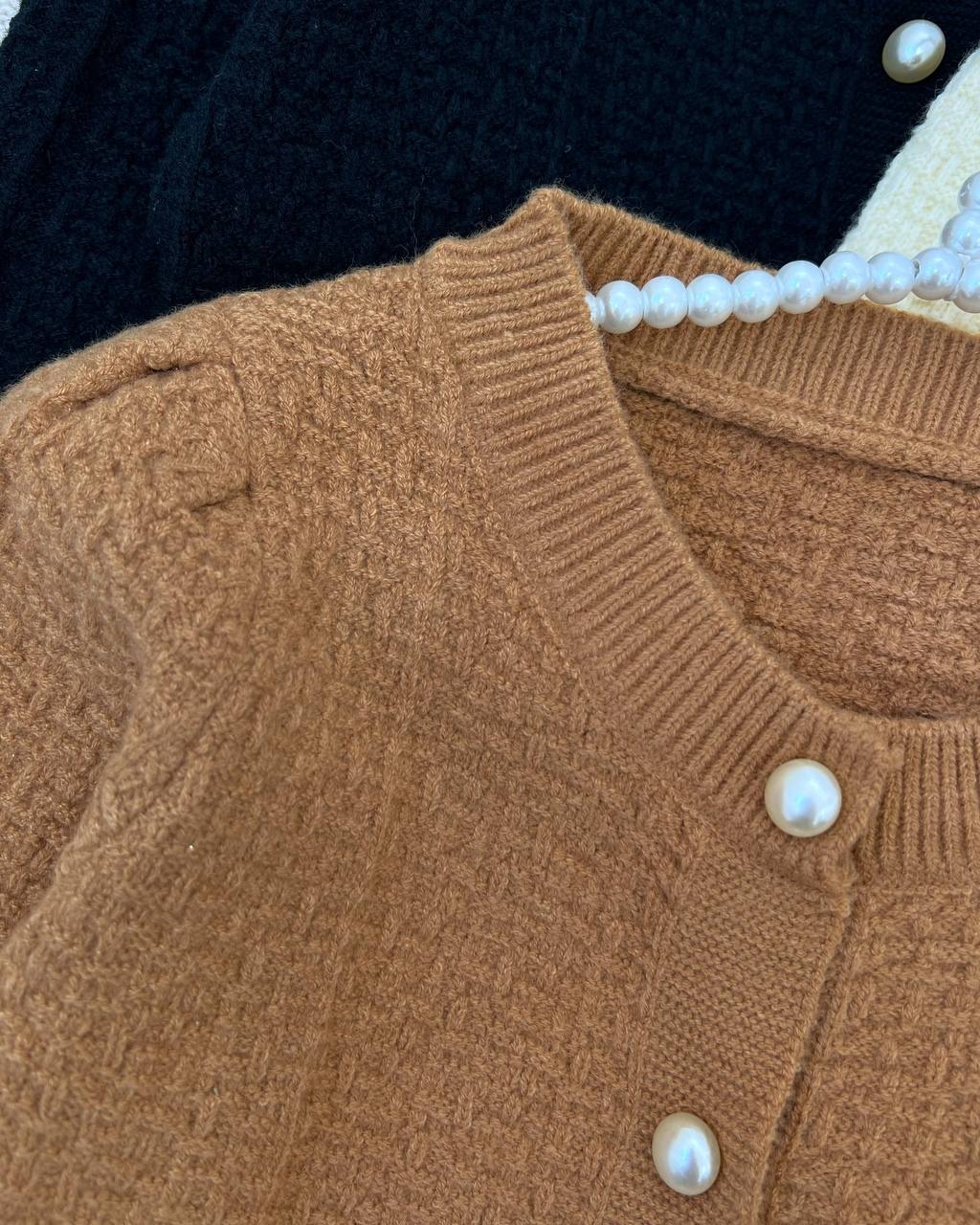 ژاکت بافت کمر چین سه رنگ کد 4376