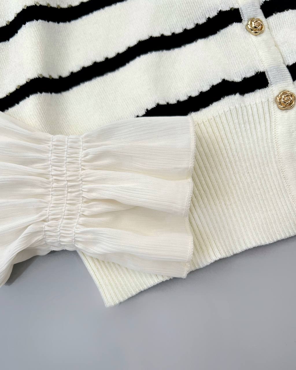 ژاکت بافت راه راه آستین حریر کد 4378