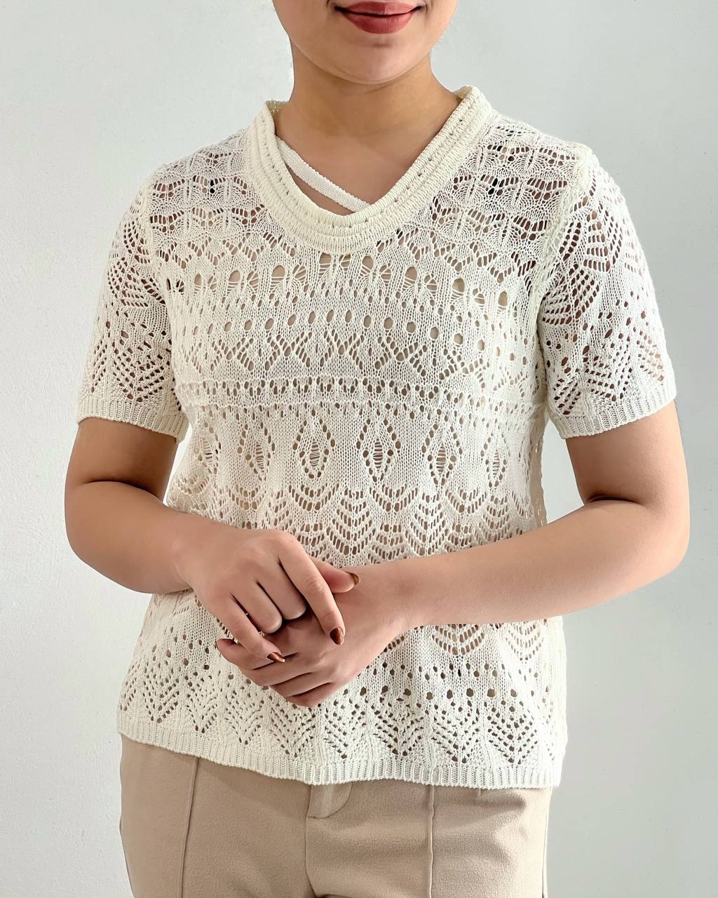 بلوز بافت قلاب بافی کد 4380