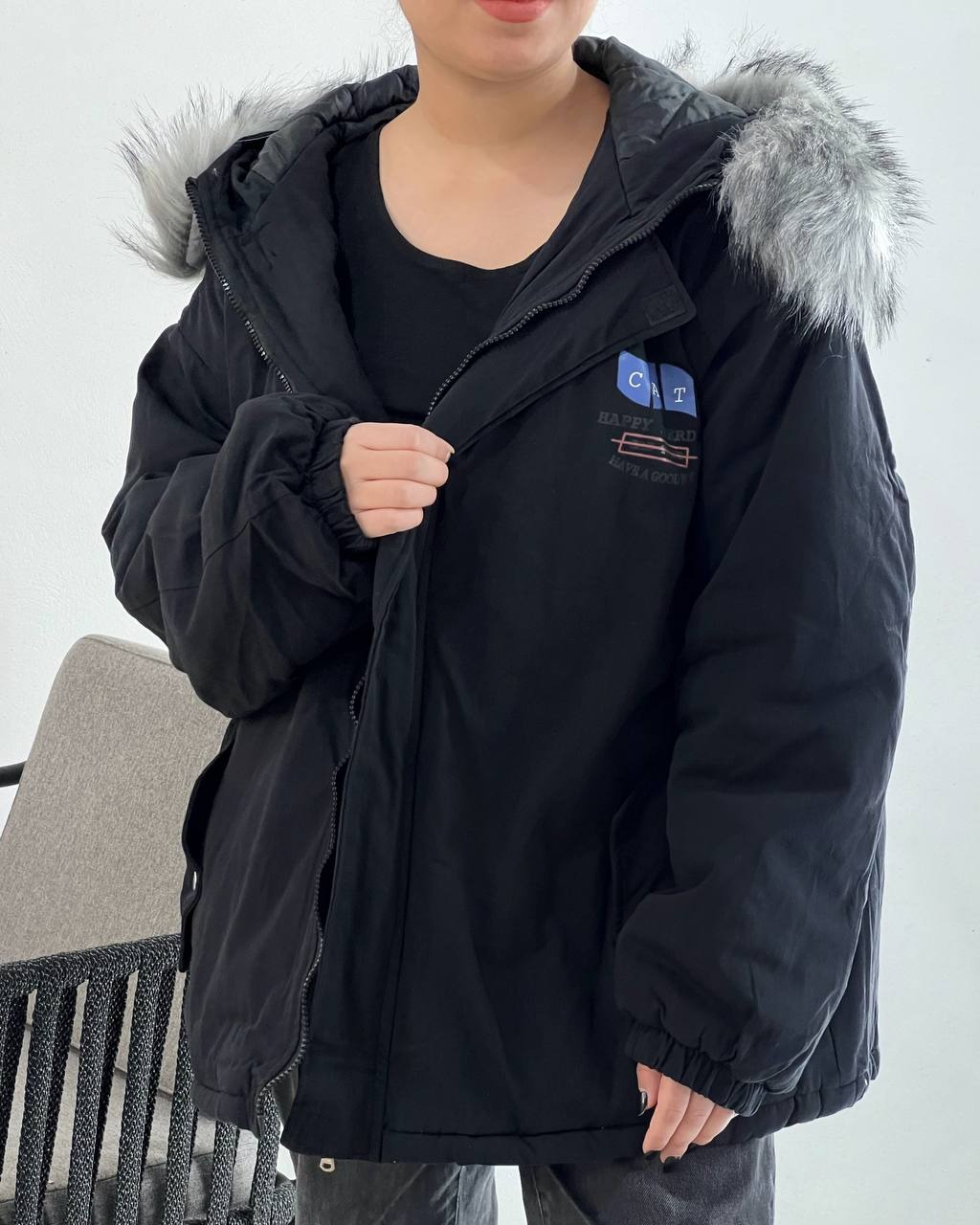 کاپشن آستردار مشکی کد 4381