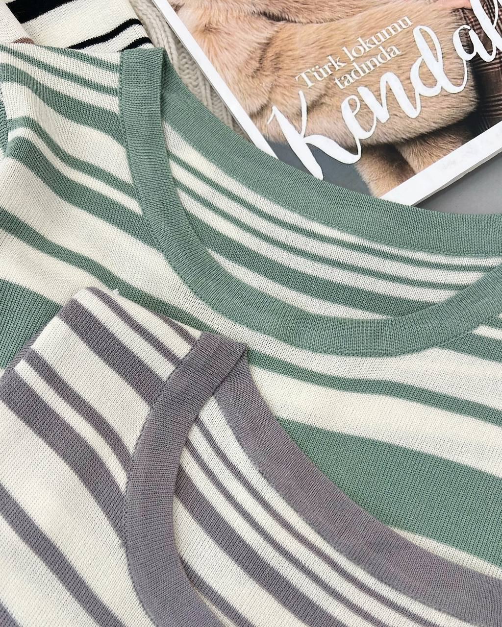 بلوز بافت راه راه ظریف کد 4383