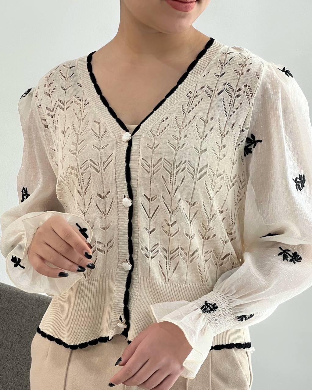 کاردیگان بافت استین گلدوزی کد 4385