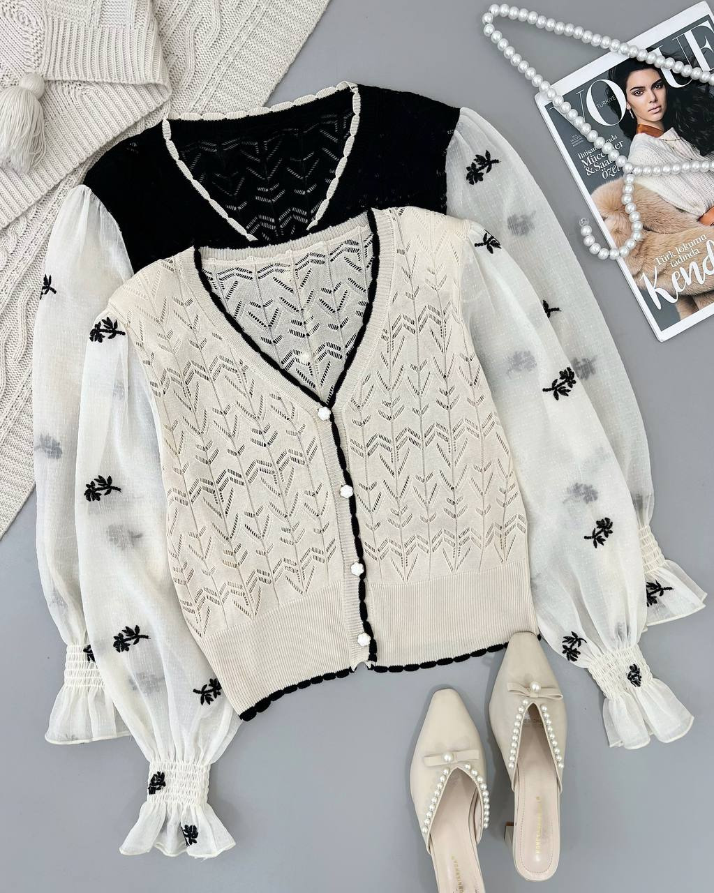 کاردیگان بافت استین گلدوزی کد 4385