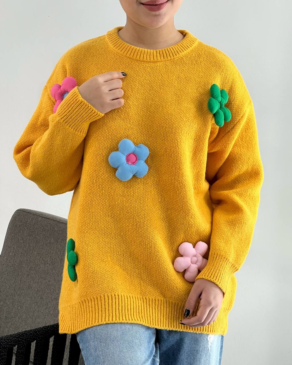 پلیور بافت گلبرگ گل برجسته کد 4388