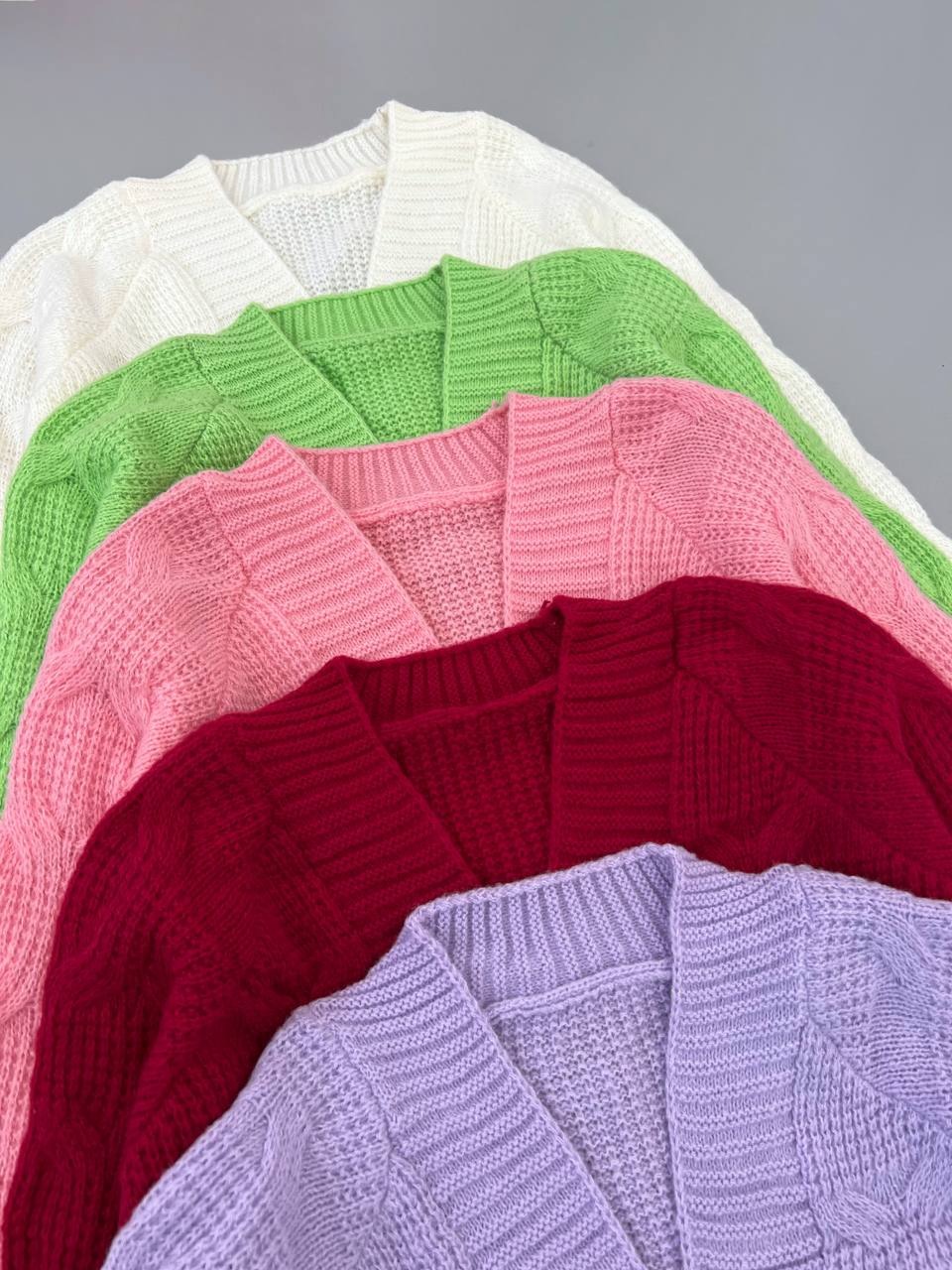 ژاکت بافت گل برجسته جلو دکمه کد 4392