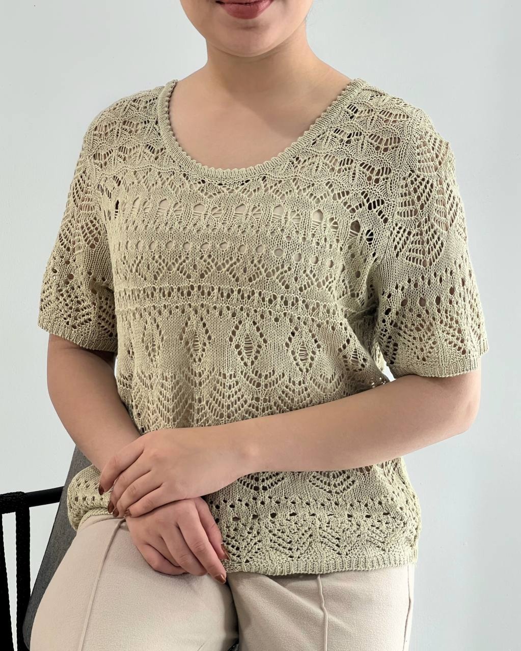 بلوز بافت قلاب بافی پشت ضربدر کد 4395