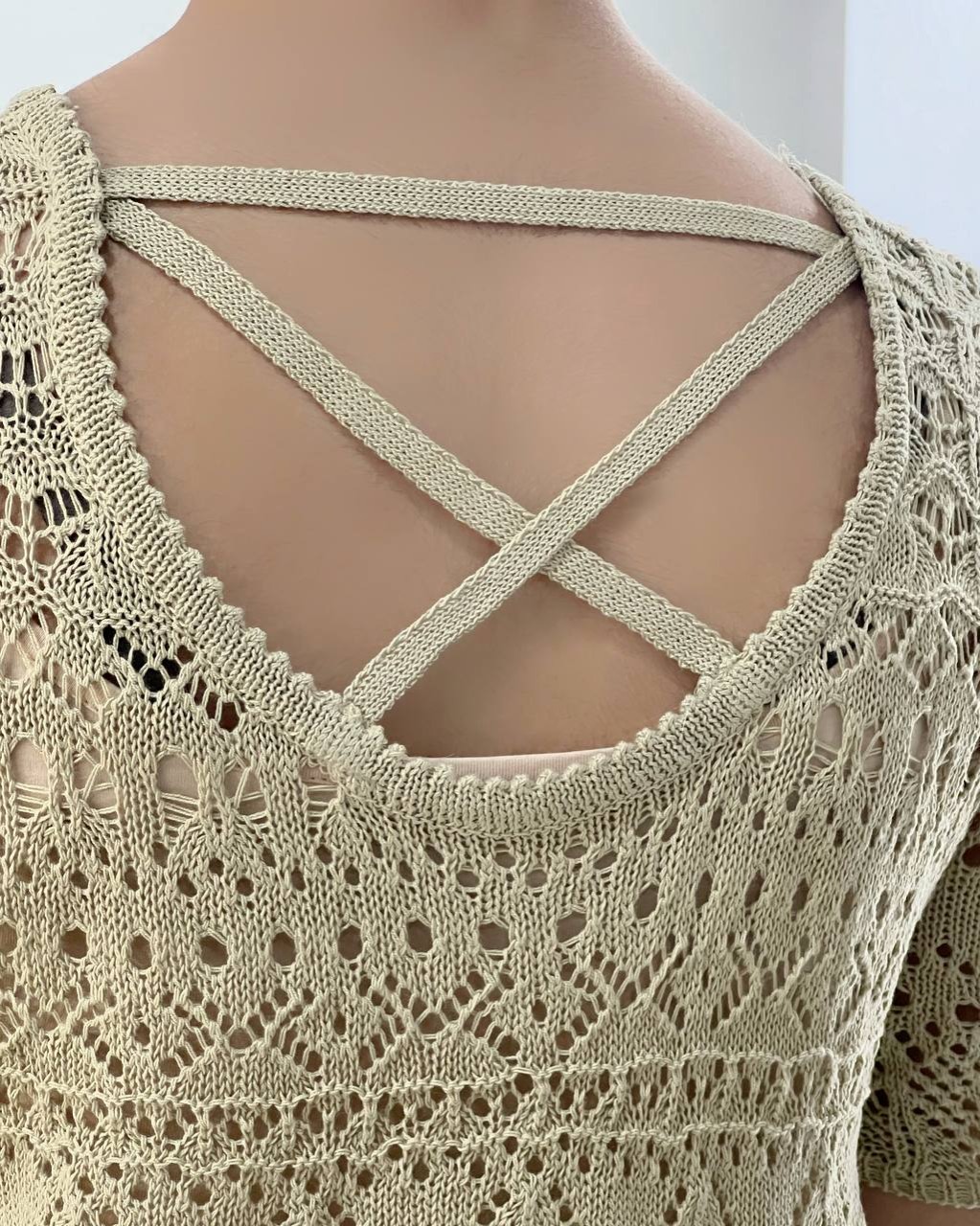 بلوز بافت قلاب بافی پشت ضربدر کد 4395