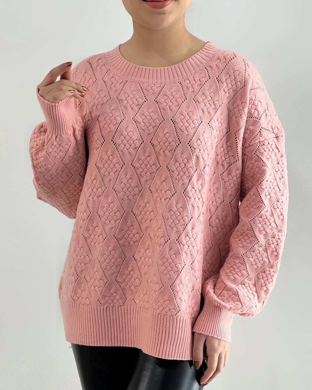 پلیور بافت سه رنگ گل برجسته کد 4400