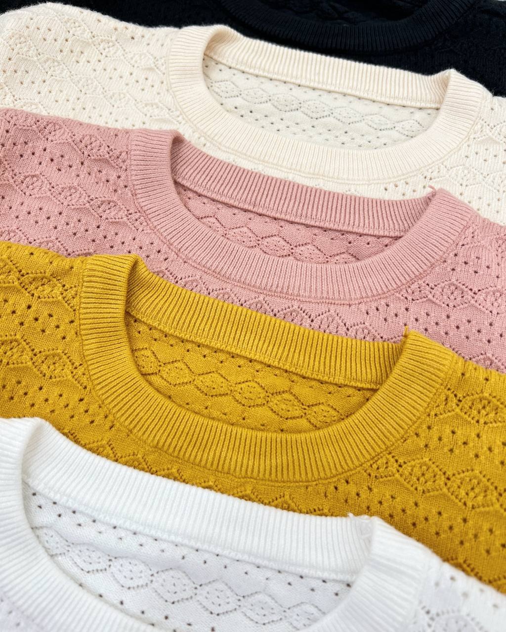 پلیور بافت آستین مچی یقه گرد کد 4401