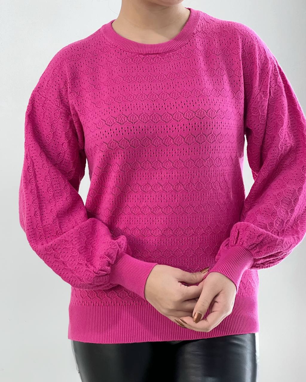 پلیور بافت آستین مچی یقه گرد کد 4401