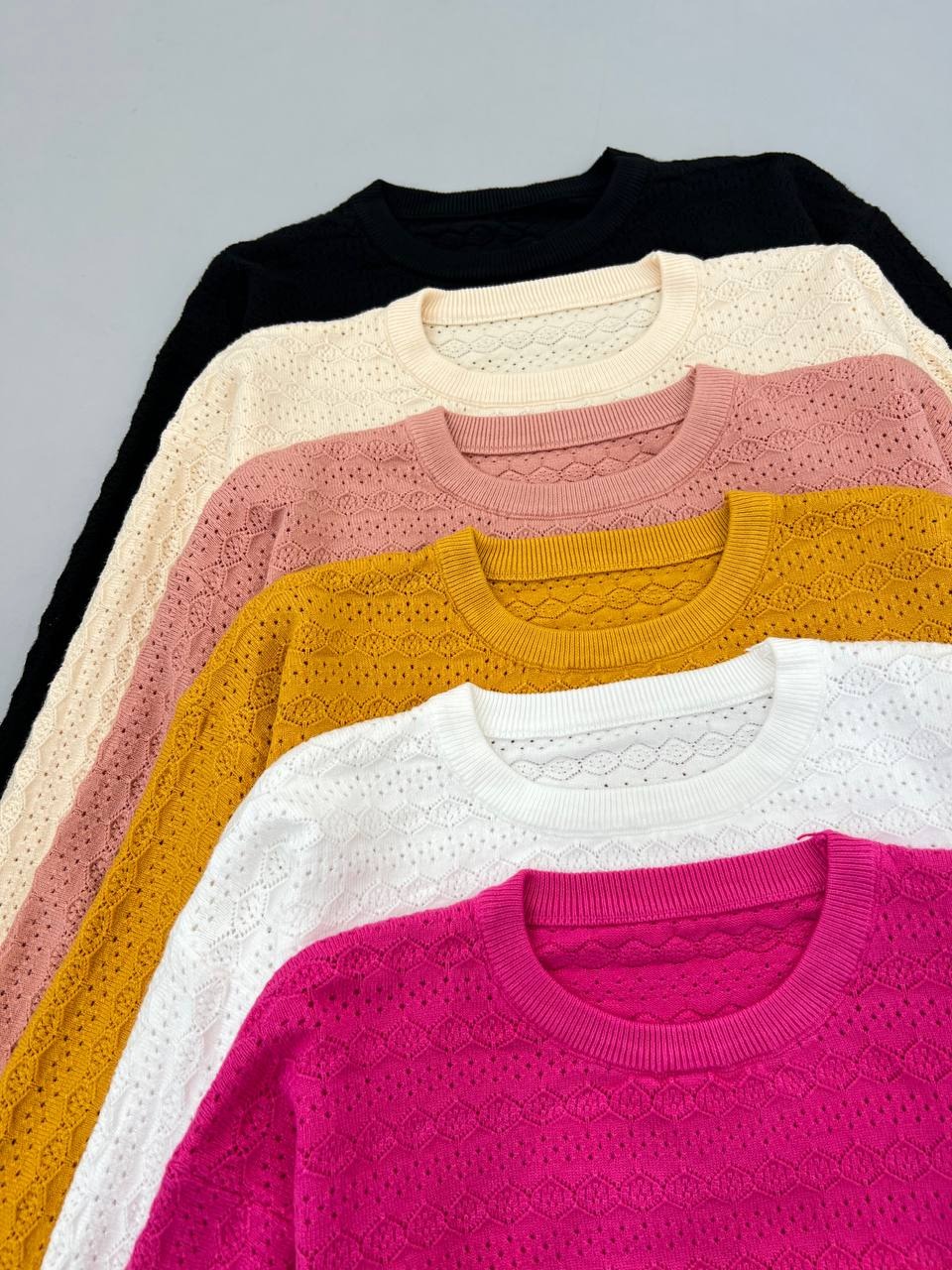 پلیور بافت آستین مچی یقه گرد کد 4401