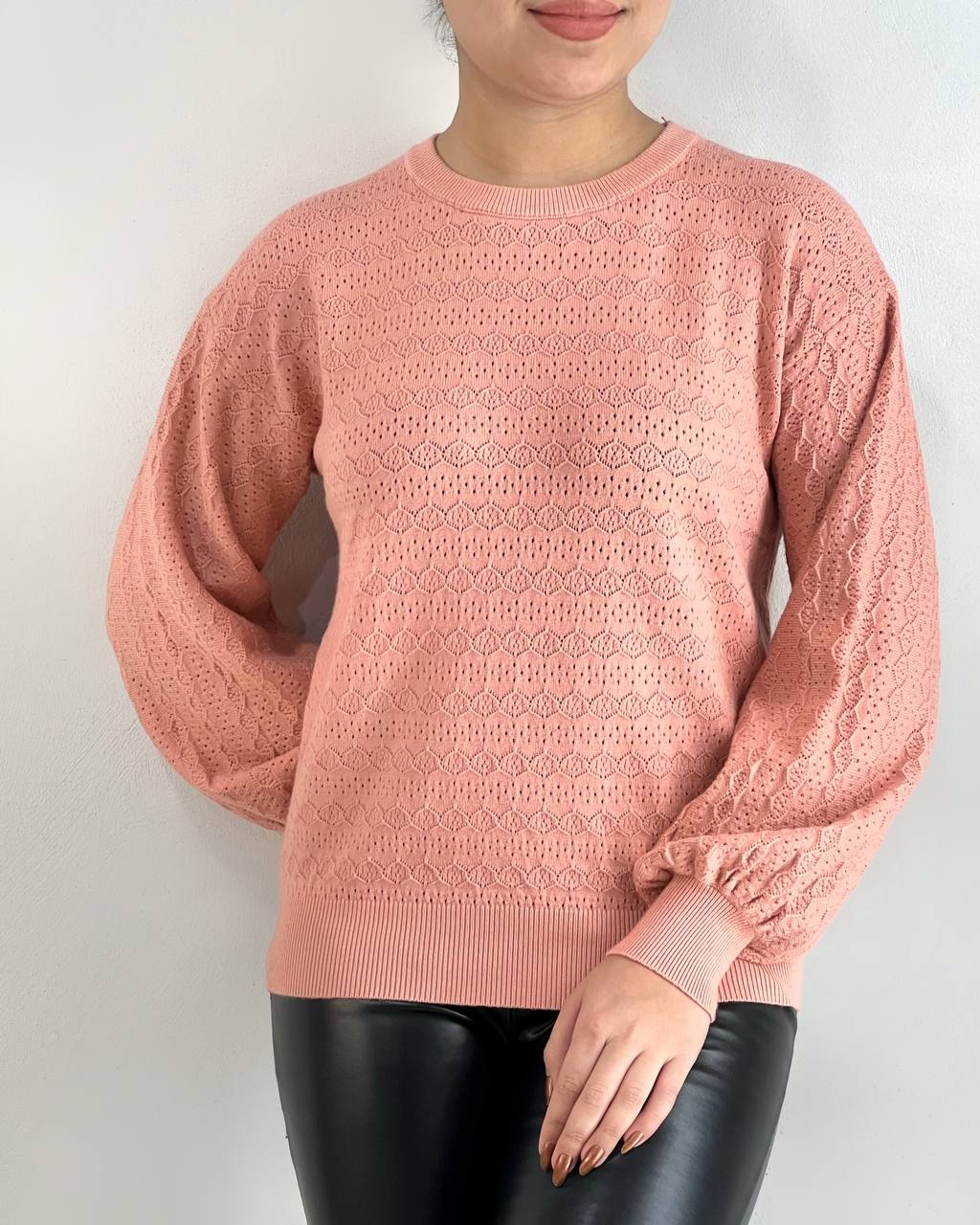 پلیور بافت آستین مچی یقه گرد کد 4401