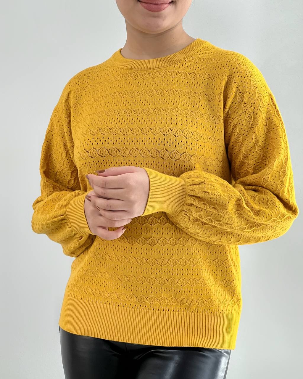 پلیور بافت آستین مچی یقه گرد کد 4401