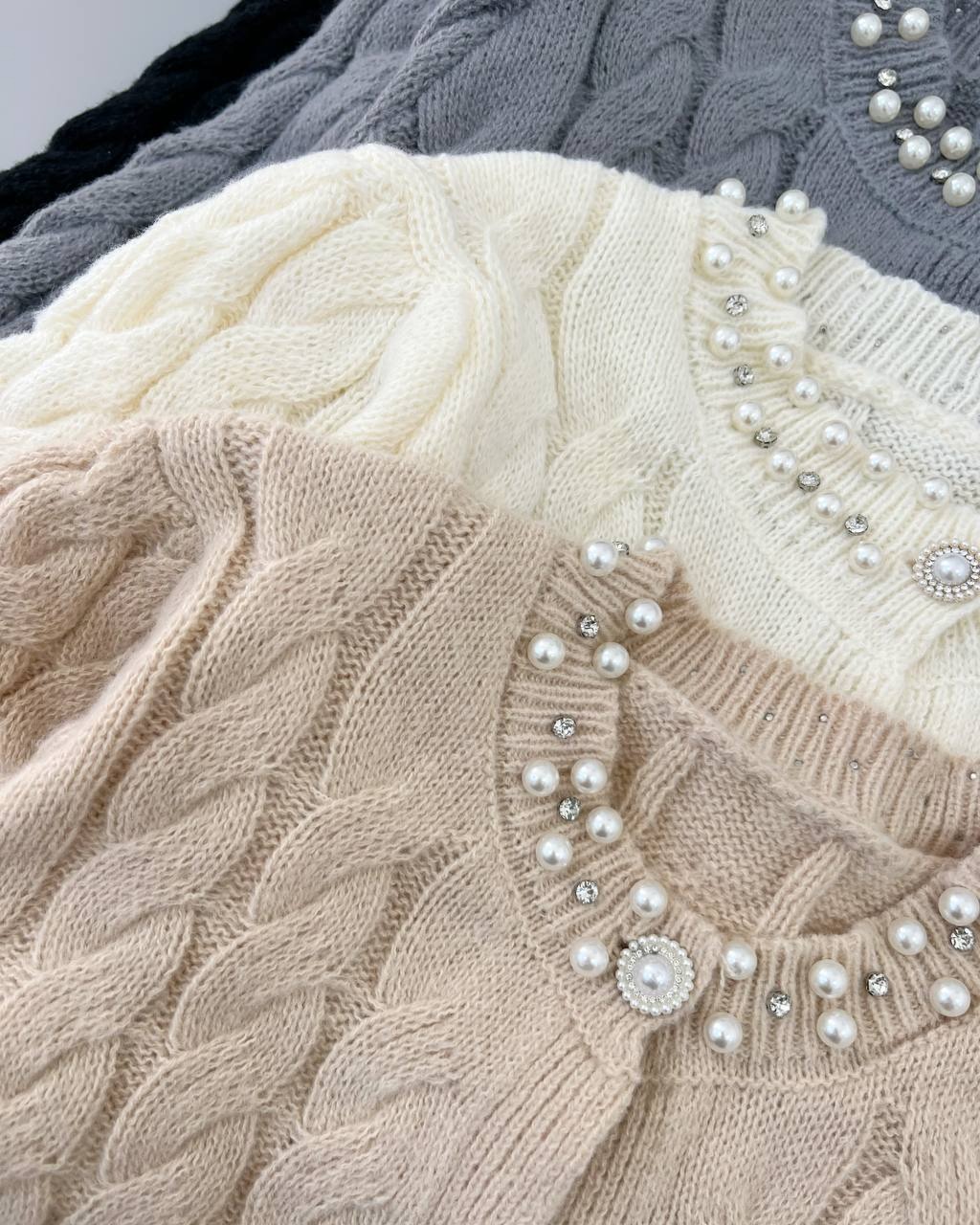 ژاکت بافت یقه مروارید جلو دکمه کد 4402