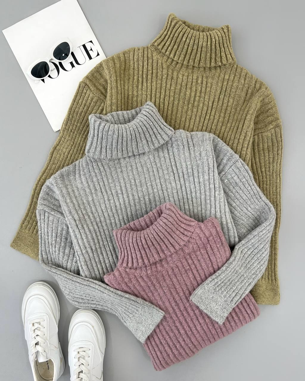 پلیور بافت یقه اسکی سه رنگ کد 4409