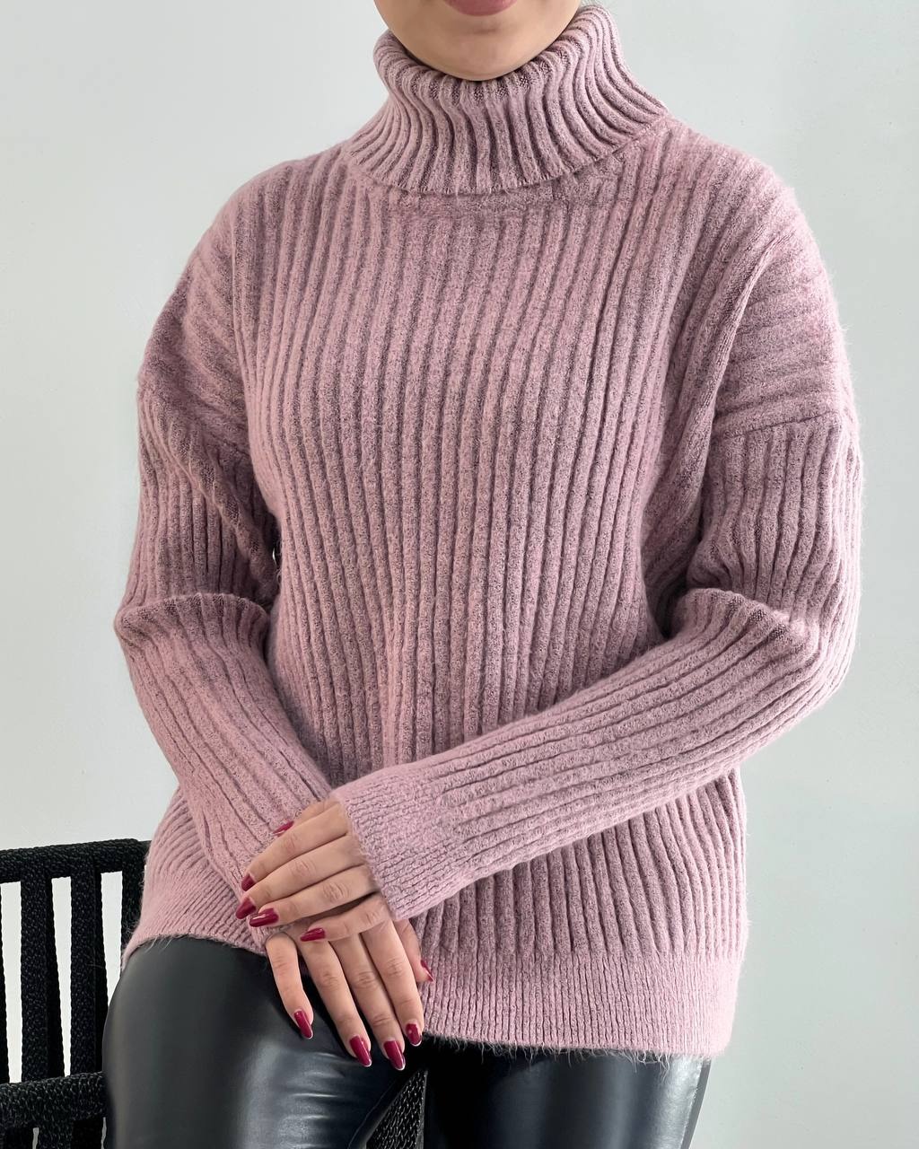 پلیور بافت یقه اسکی سه رنگ کد 4409