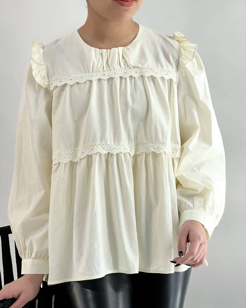 شومیز پوپلین نخ نوار خامه دوزی کد 4413