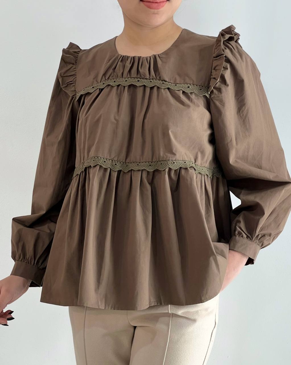 شومیز پوپلین نخ نوار خامه دوزی کد 4413