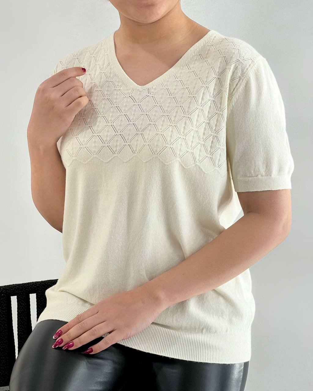 بلوز بافت آستین سه ربع گپ کد 4420