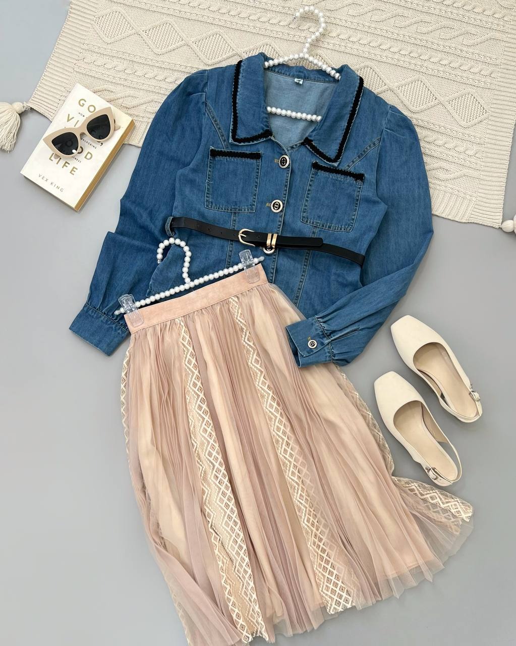 ست کت جین بهمراه دامن کد 4423