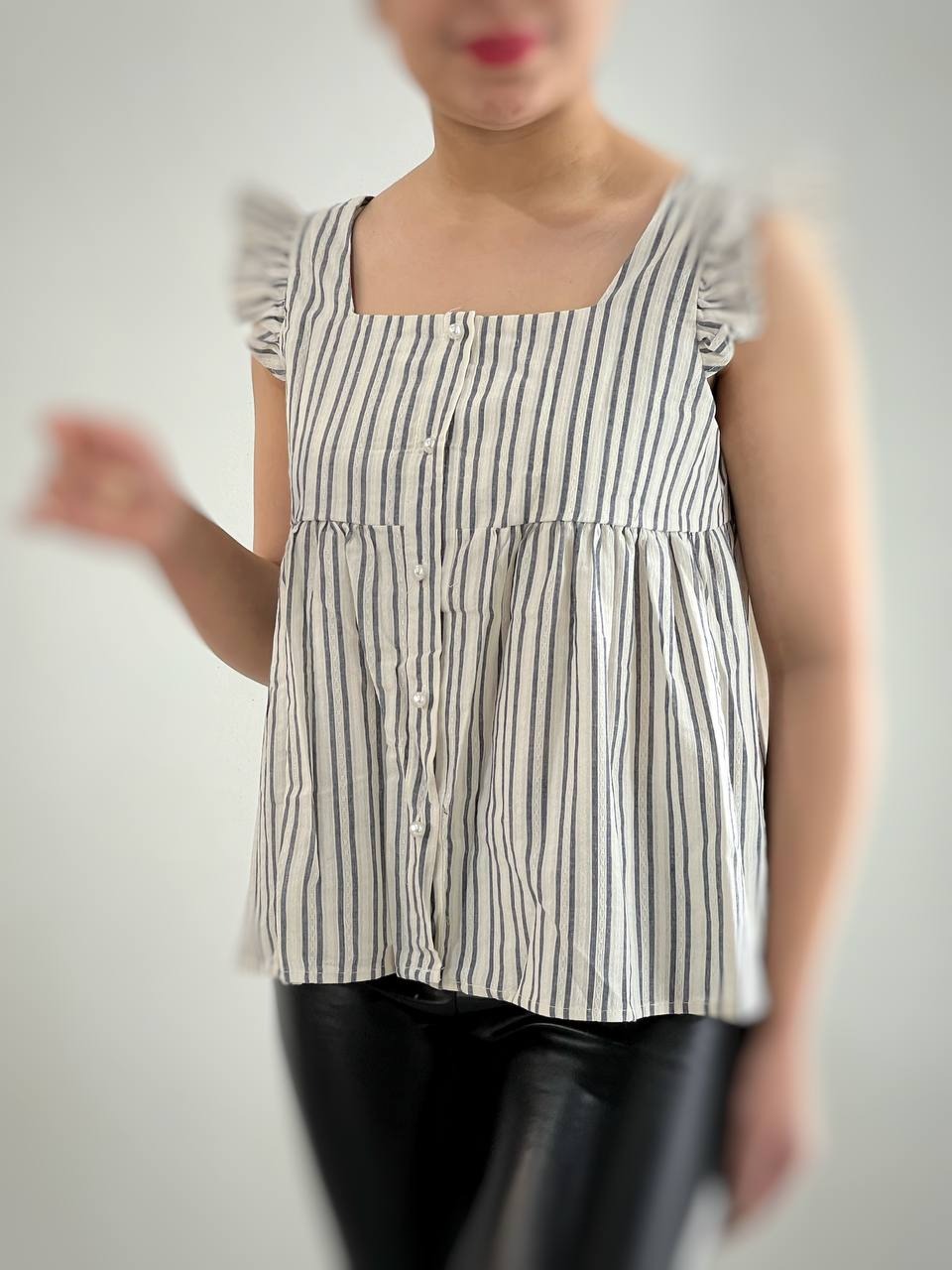 تاپ راه راه کتان نخ کد 4425