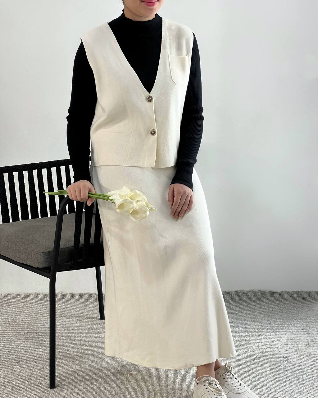 ست جلیقه و دامن بلند کد 4429