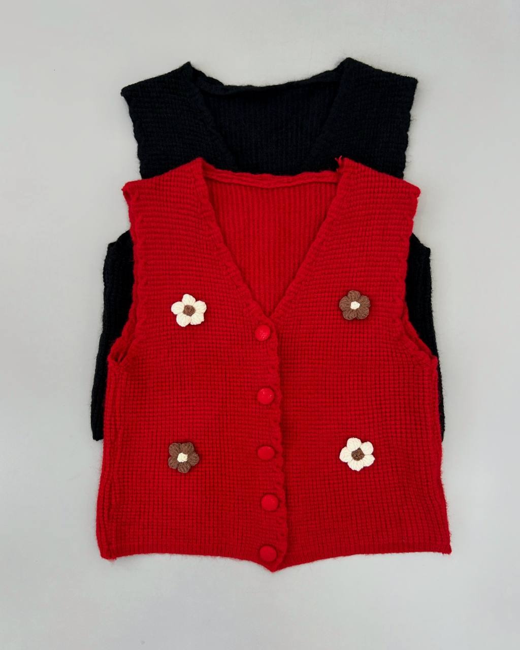 جلیقه بافت گل برجسته کد 4205