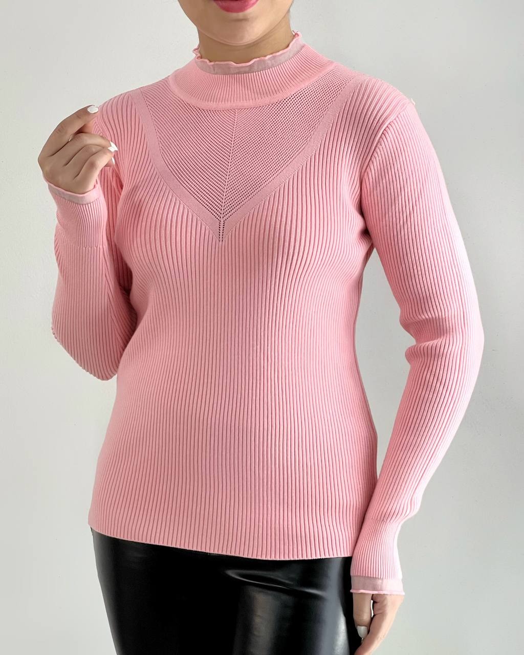 پلیور بافت یقه چین 5 رنگ کد 4433