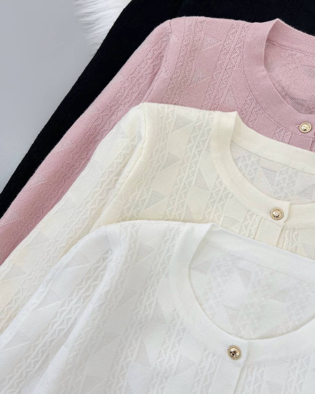 ژاکت بافت طرح برجسته جلو دکمه کد 4434