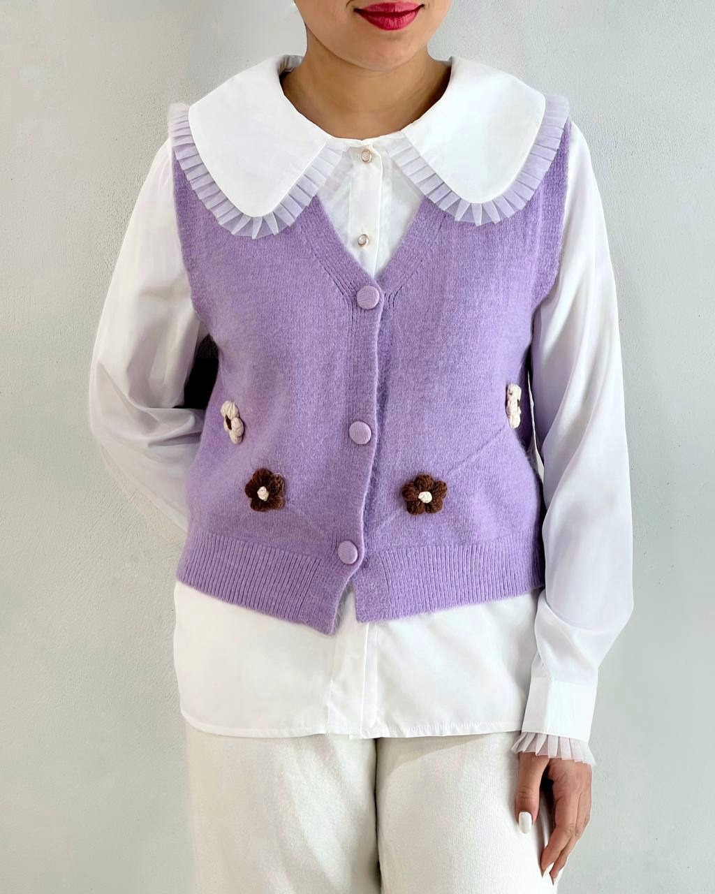 جلیقه بافت مداد رنگی کد 4437