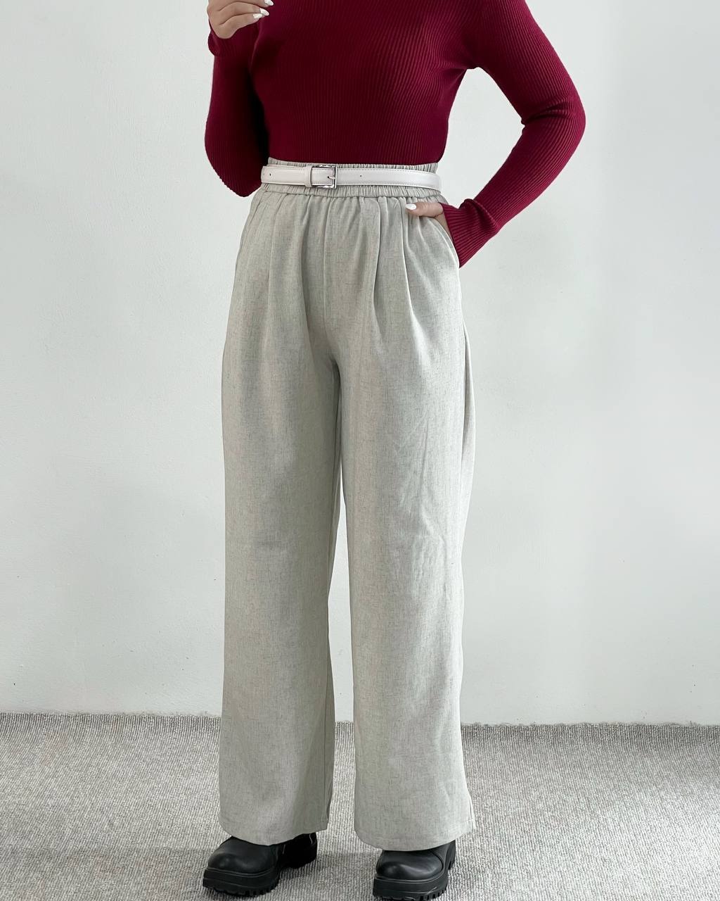 شلوار لینن پیلی دار کد 4440