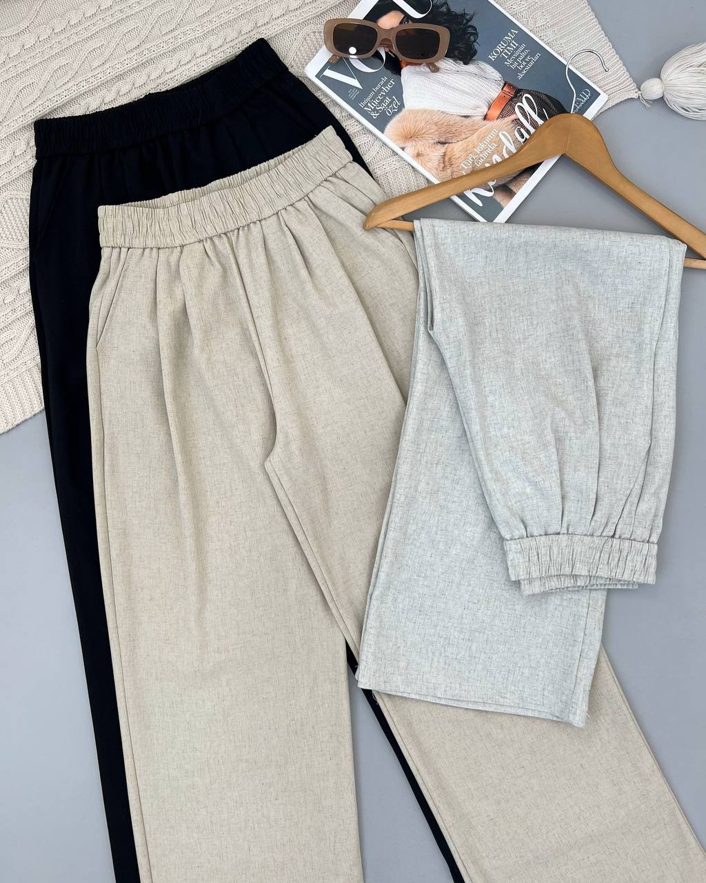 شلوار لینن پیلی دار کد 4440