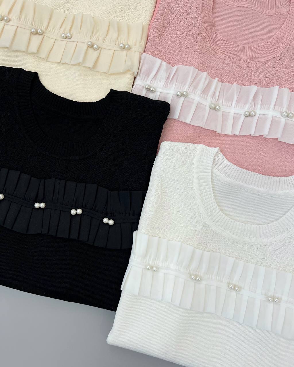 پلیور بافت 4 رنگ جلو مروارید کد 4445