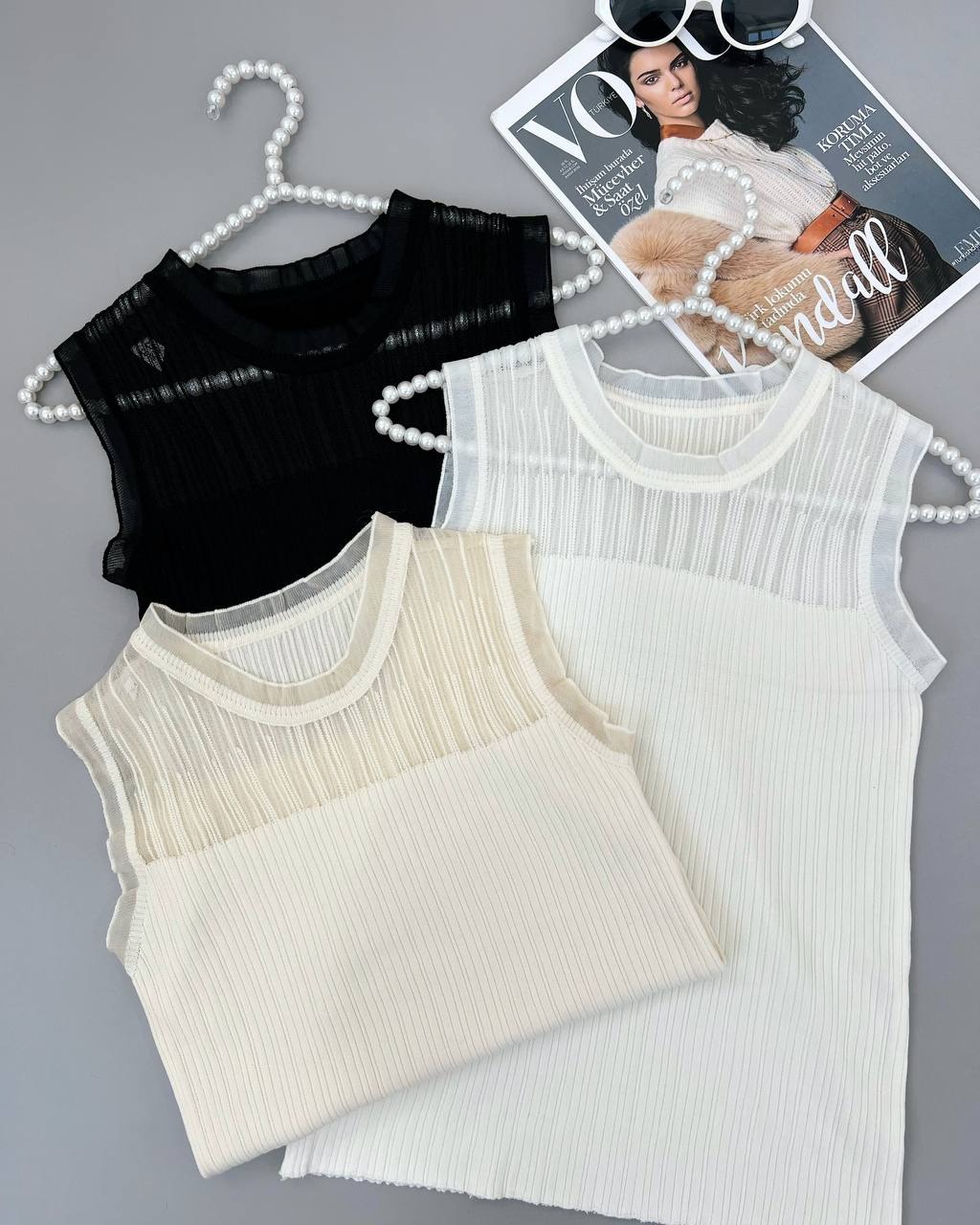 تاپ بافت یقه چین کد 4446