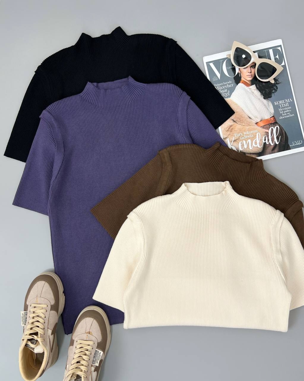 بلوز بافت گپ آستین سه ربع کد 4447