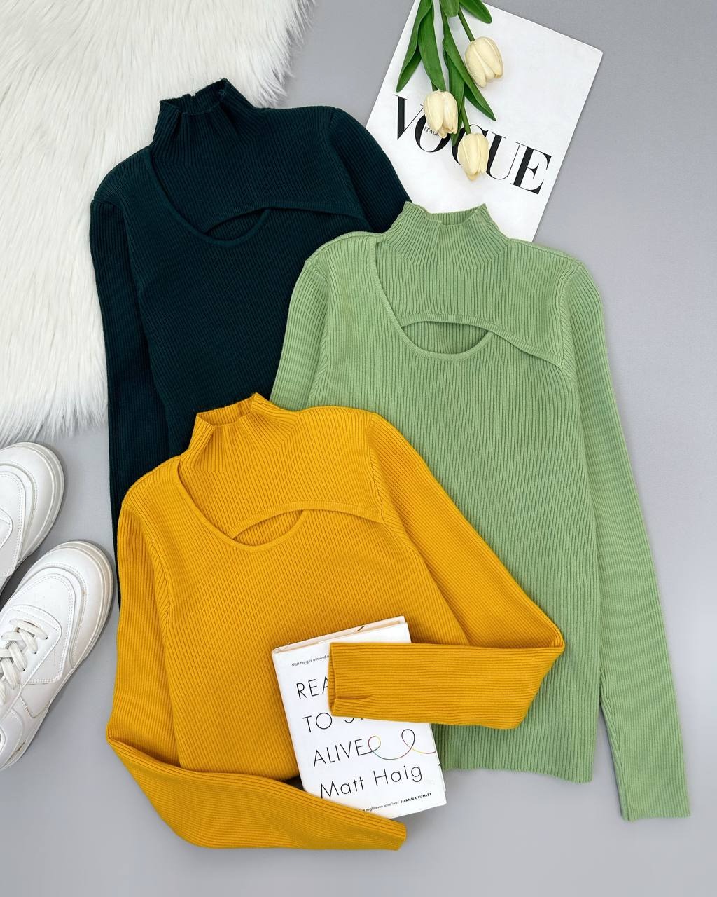 پلیور بافت یقه ایستاده کد 4451