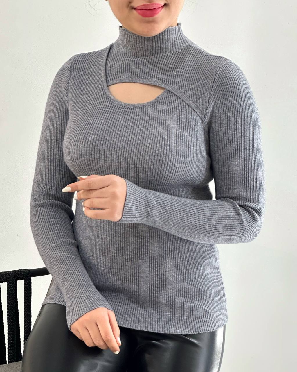 پلیور بافت یقه ایستاده کد 4451