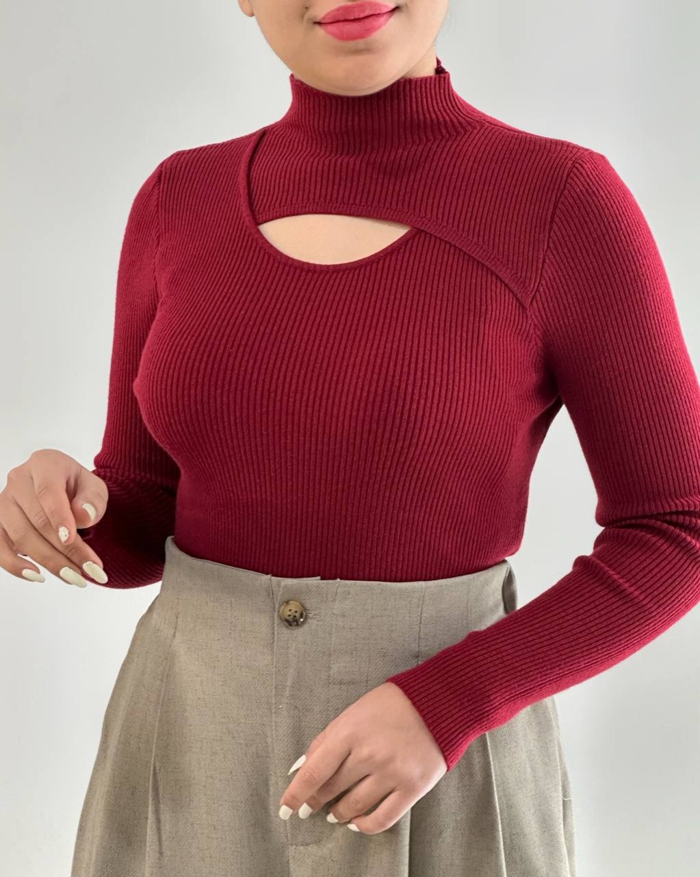 پلیور بافت یقه ایستاده کد 4451