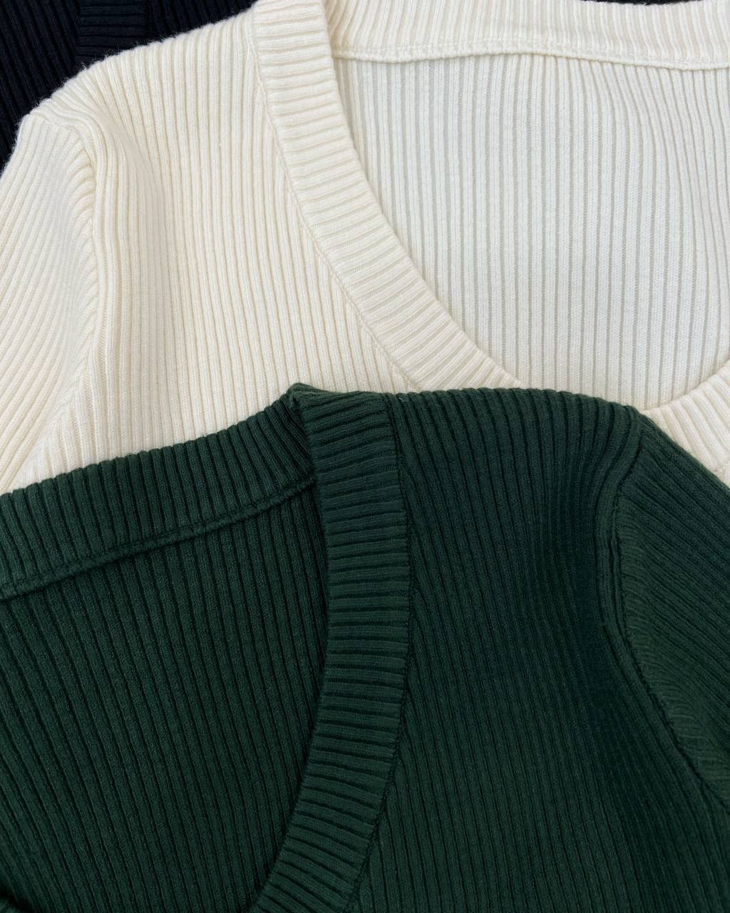 بلوز بافت آستین سه ربع یقه گرد کد 4452