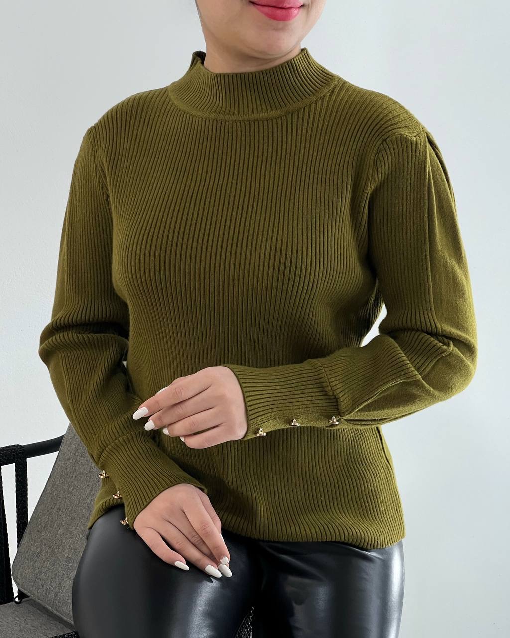 پلیور بافت استین مُچی کد 4454