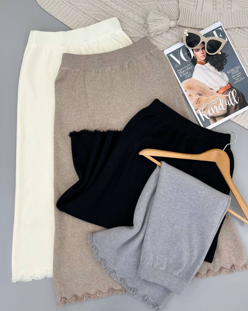 دامن بافت میدی پایین ریش کد 4456