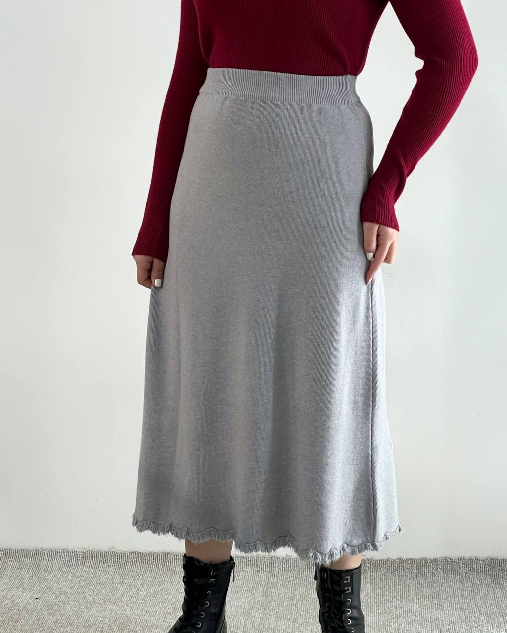 دامن بافت میدی پایین ریش کد 4456