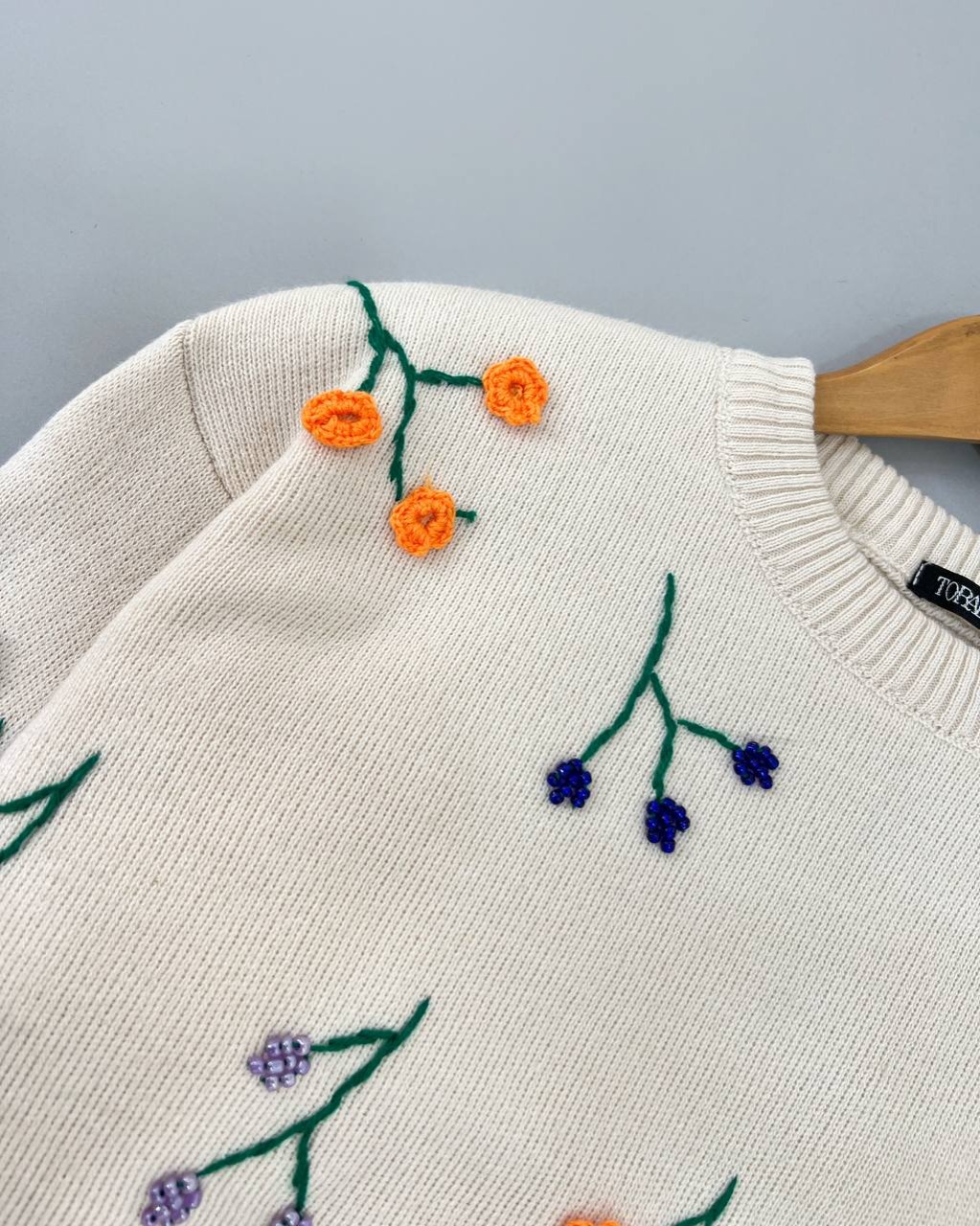 پلیور بافت گل برجسته مهره دوزی کد 4473