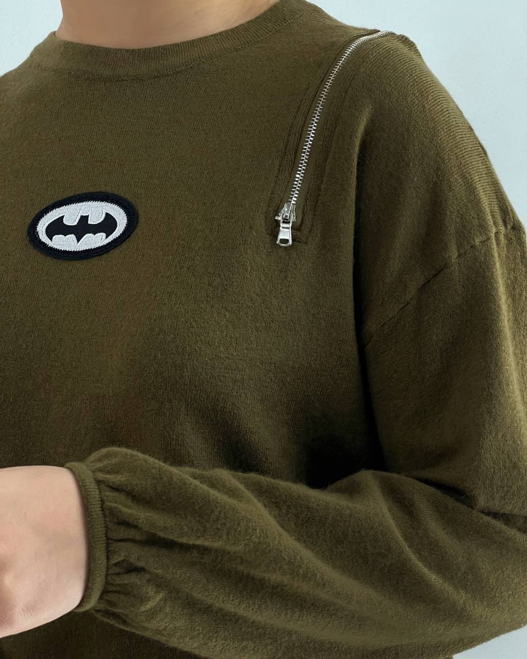 پلیور بافت سرشانه زیپ فانتزی کد 4481