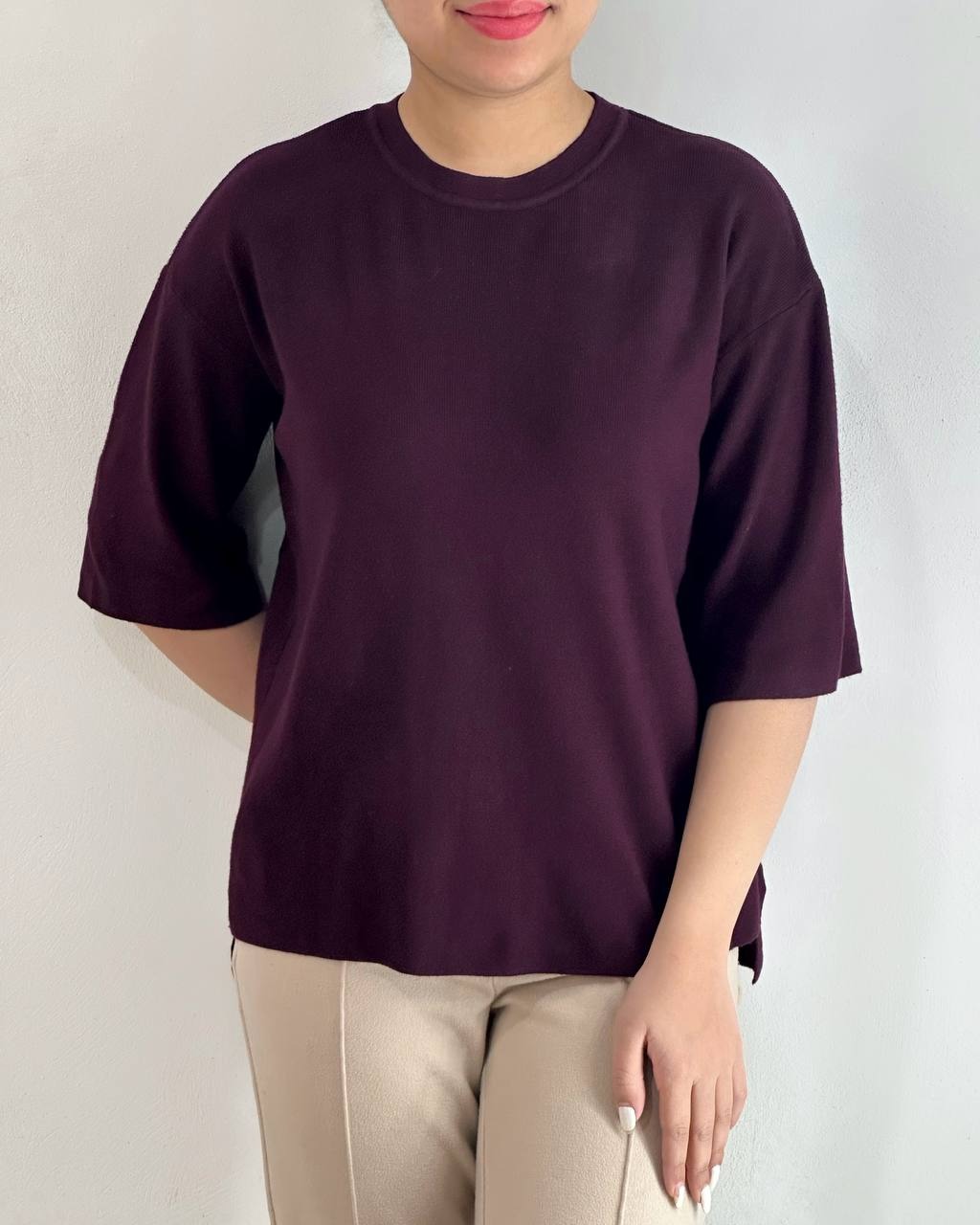 پلیور بافت آستین سه ربع گرم بالا کد 4482