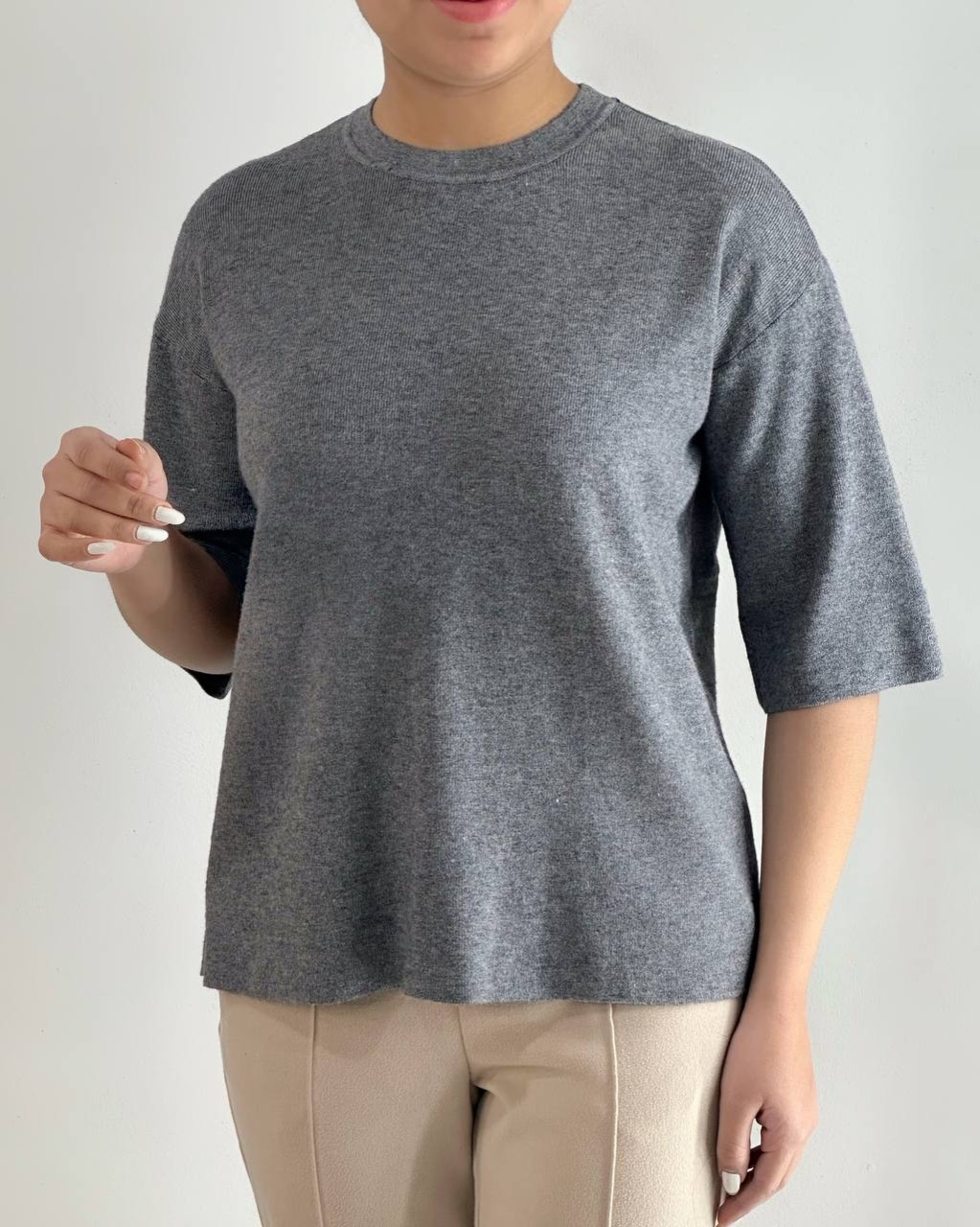 پلیور بافت آستین سه ربع گرم بالا کد 4482