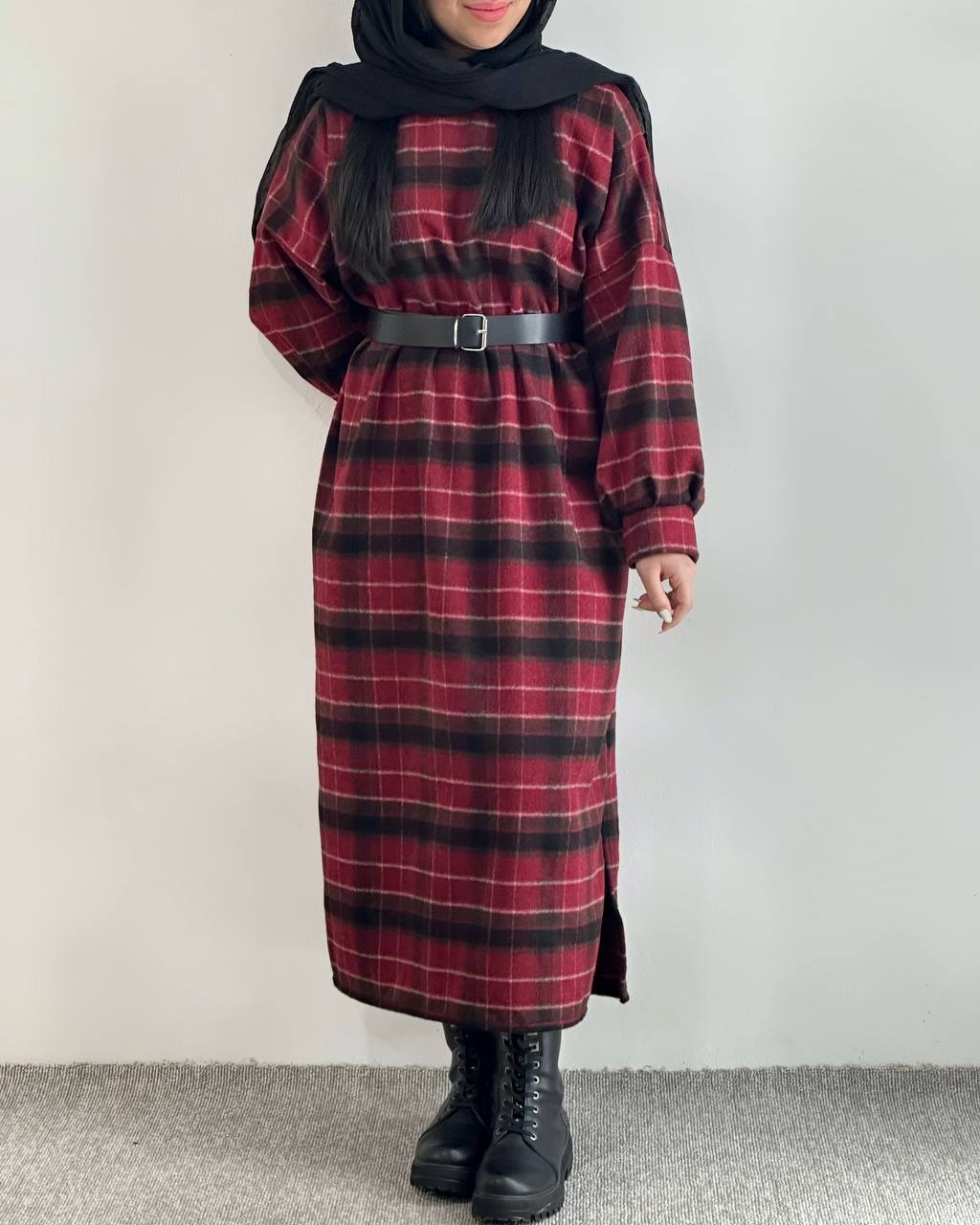 کفتان پشمی چهارخونه چری کد 4483