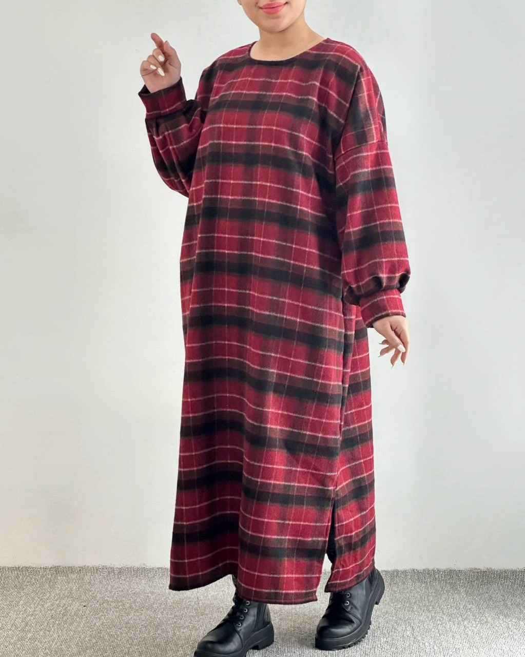 کفتان پشمی چهارخونه چری کد 4483