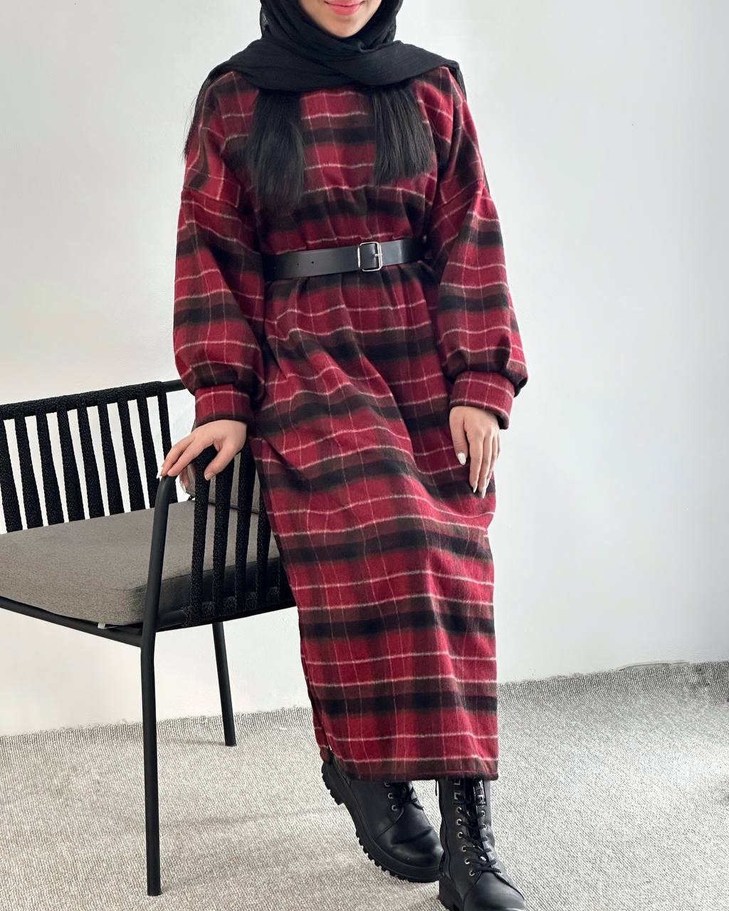 کفتان پشمی چهارخونه چری کد 4483