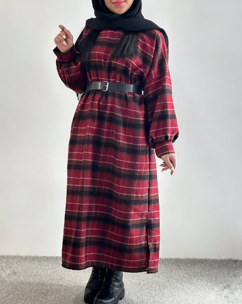 کفتان پشمی چهارخونه چری کد 4483